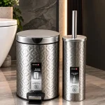 سطل و برس۳لیتر پدالی وارداتی استیل مات